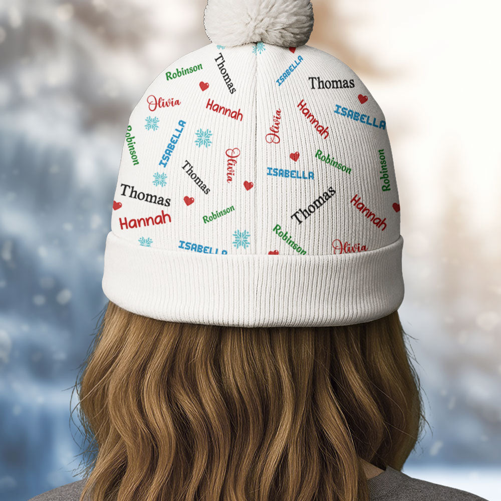 Custom Name Grandma Christmas Winter Hat • Blessed To Be Called Grandma - Personalized Bobble Beanie Hat