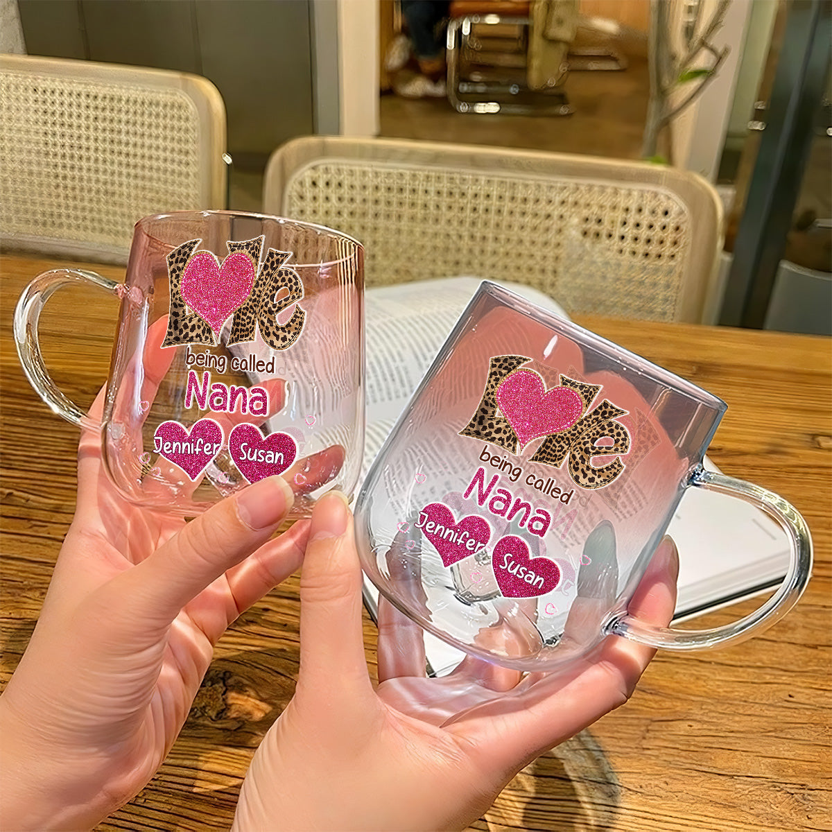 Custom Mother's Day Gift for Mom & Grandma • Love Being Called Grandma - Personalized Pink Gradient Glass Mug