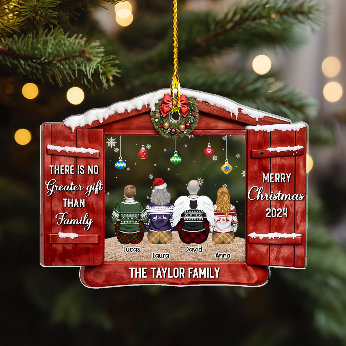 Custom Family Ornament, Christmas Gift for Family Members •  There Is No Greater Gift - Personalized Acrylic Ornament