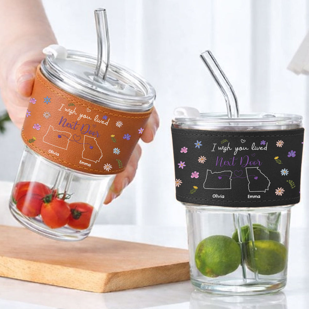 I Wish We Lived Closer - Personalized Leather Glass Cup