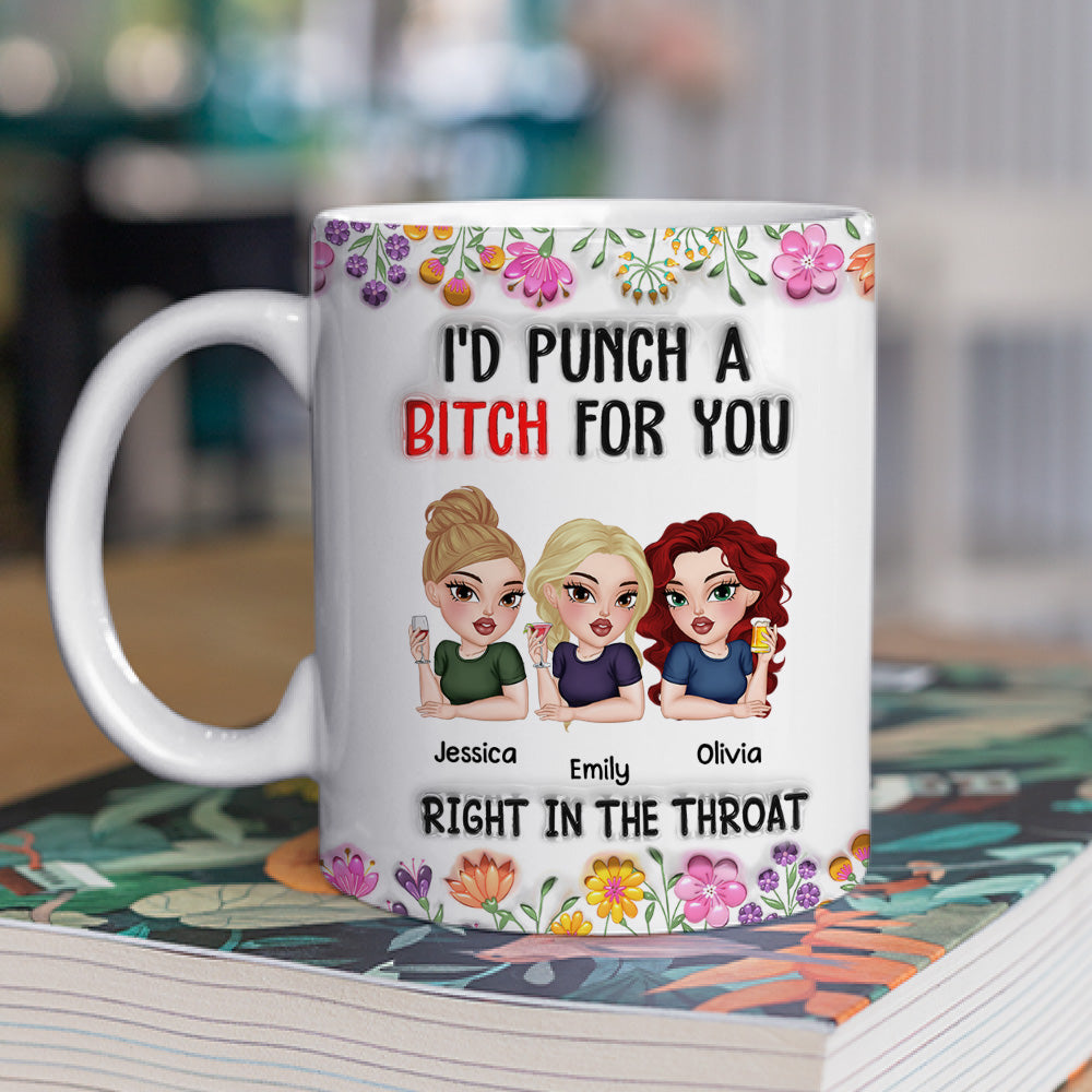 Custom Best Friend, Christmas & Birthday Friendship Keepsake Gift • Punch For You My Bestie - Personalized 3D Inflated Effect Mug
