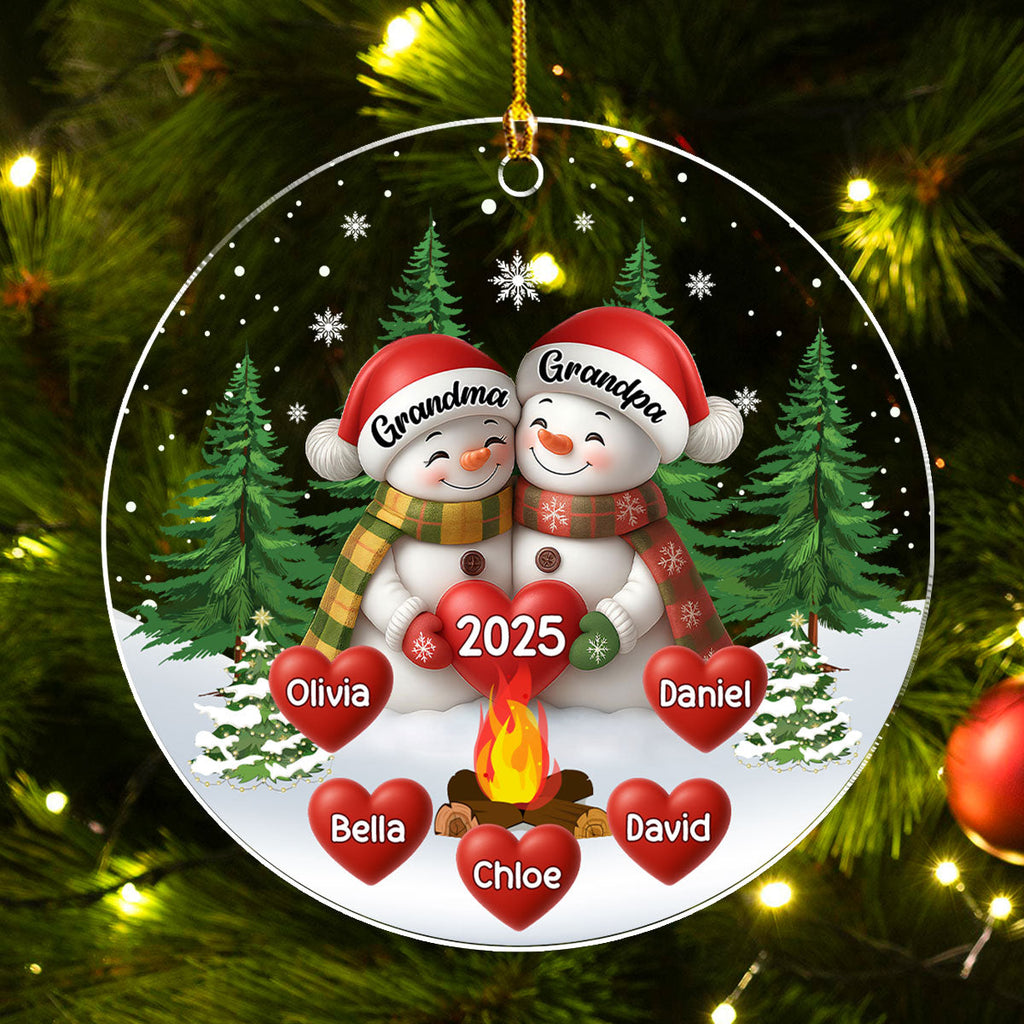 Custom Family Ornament, Christmas Gift for Family Members •  Grandma Grandpa Grandkids - Personalized Acrylic Ornament