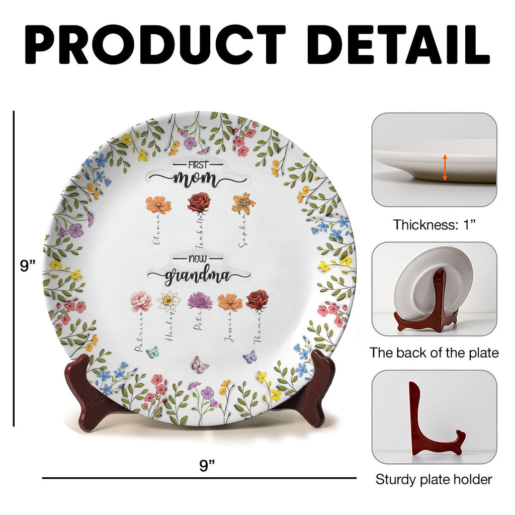 First Mom Now Grandma - Personalized 3D Inflated Effect Plate