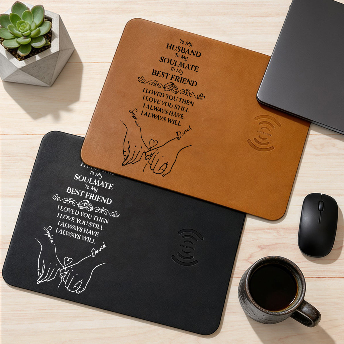 To My Husband Soulmate Best Friend - Personalized Charging Mat