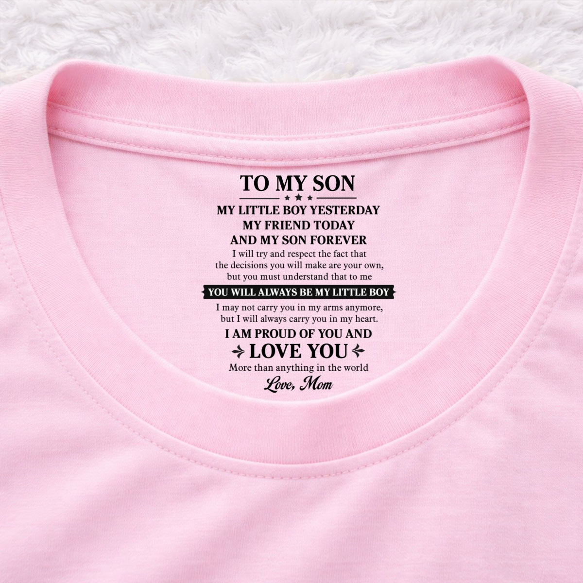 Custom Father's Day Gift For Son • My Little Boy Yesterday My Friend Today - Personalized Inside Neck Print T-Shirt
