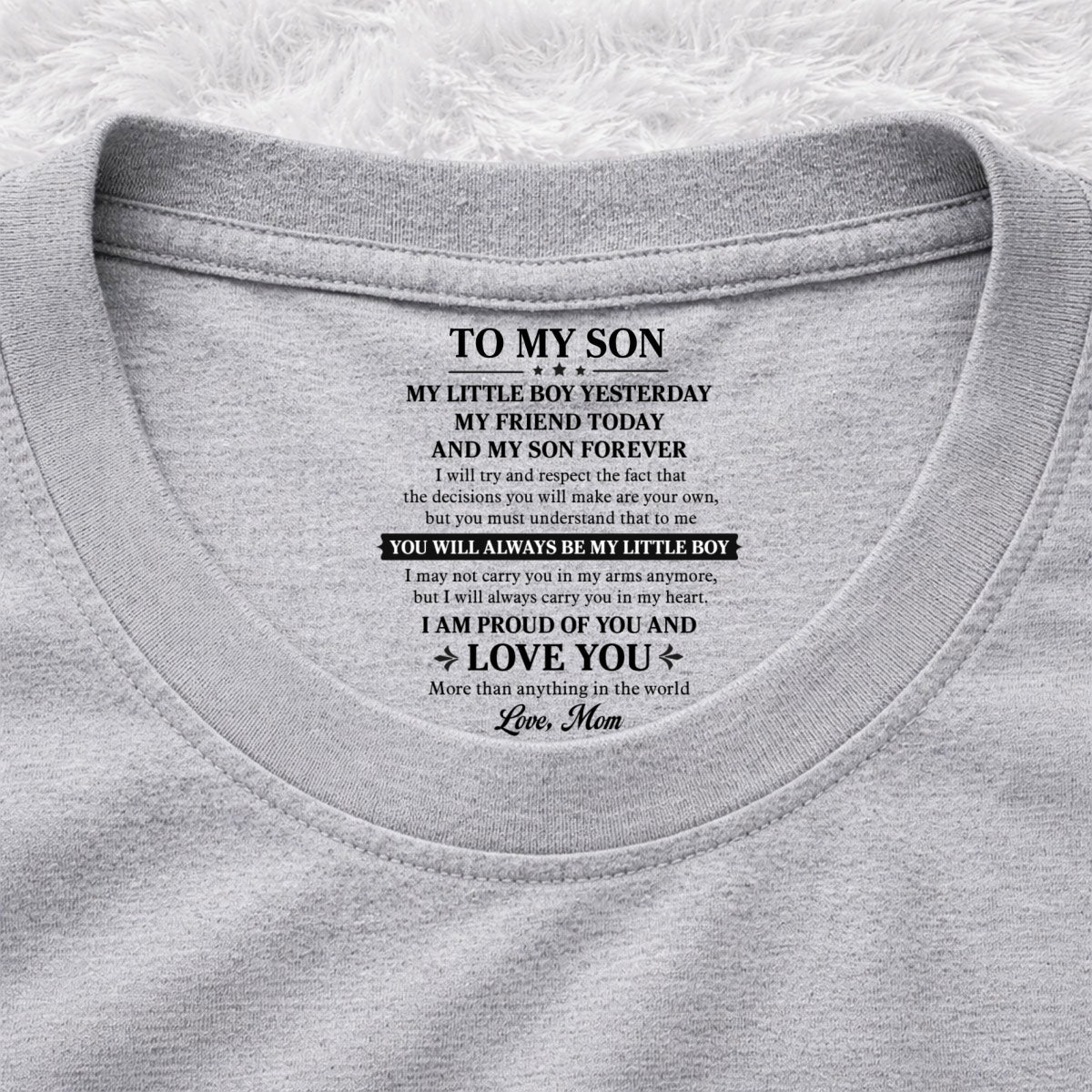 Custom Father's Day Gift For Son • My Little Boy Yesterday My Friend Today - Personalized Inside Neck Print T-Shirt