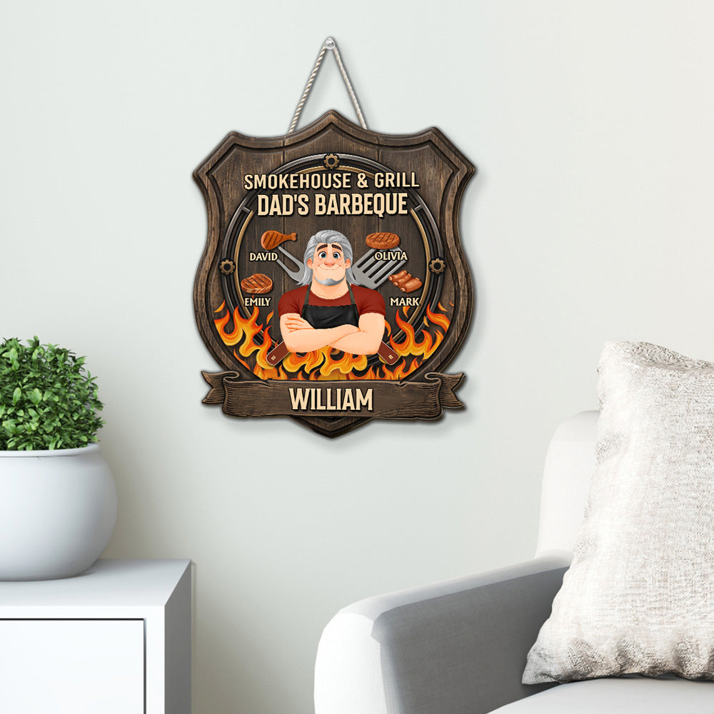 Custom Home & Wall Decor, Birthday & Christmas Gift • Smokehouse And Grill - Personalized Wood Sign