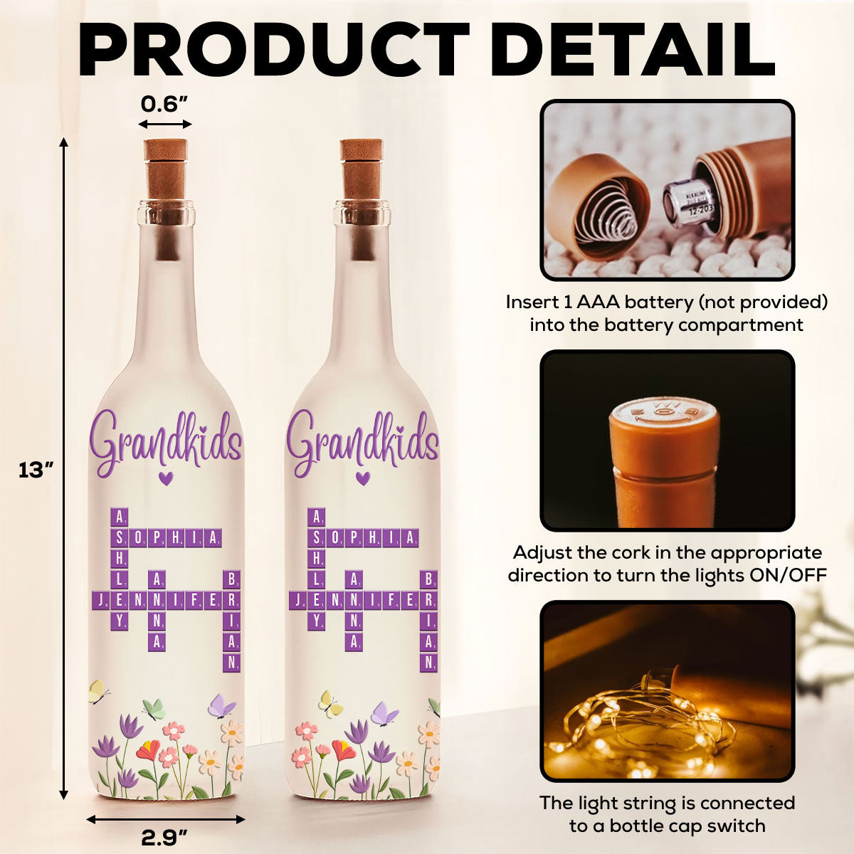 Grandkids Love - Personalized Bottle Lamp