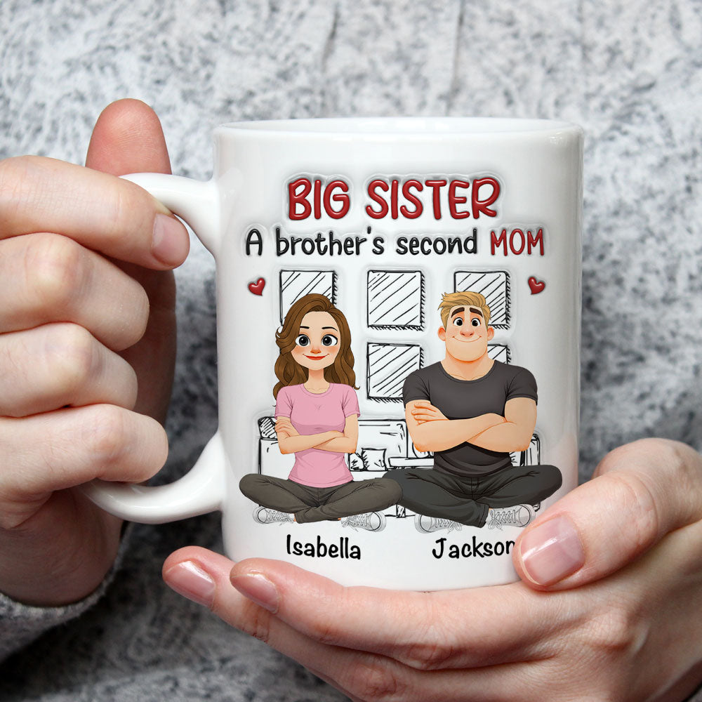 Custom Christmas & Birthday Gift For Sister • Big Sister - Personalized 3D Inflated Effect Coffee Mug