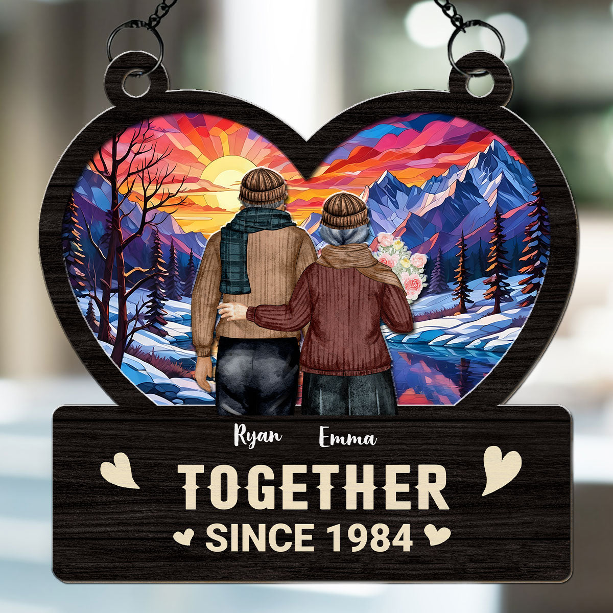 Custom Couple Hanging Decor, Anniversary Valentine's Day Gifts • Together Love - Personalized Suncatcher
