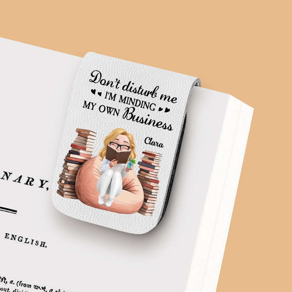Custom Christmas Birthday Bookish Gifts For Book Lovers, Bookworms • Please Do Not Disturb - Personalized Leather Bookmark