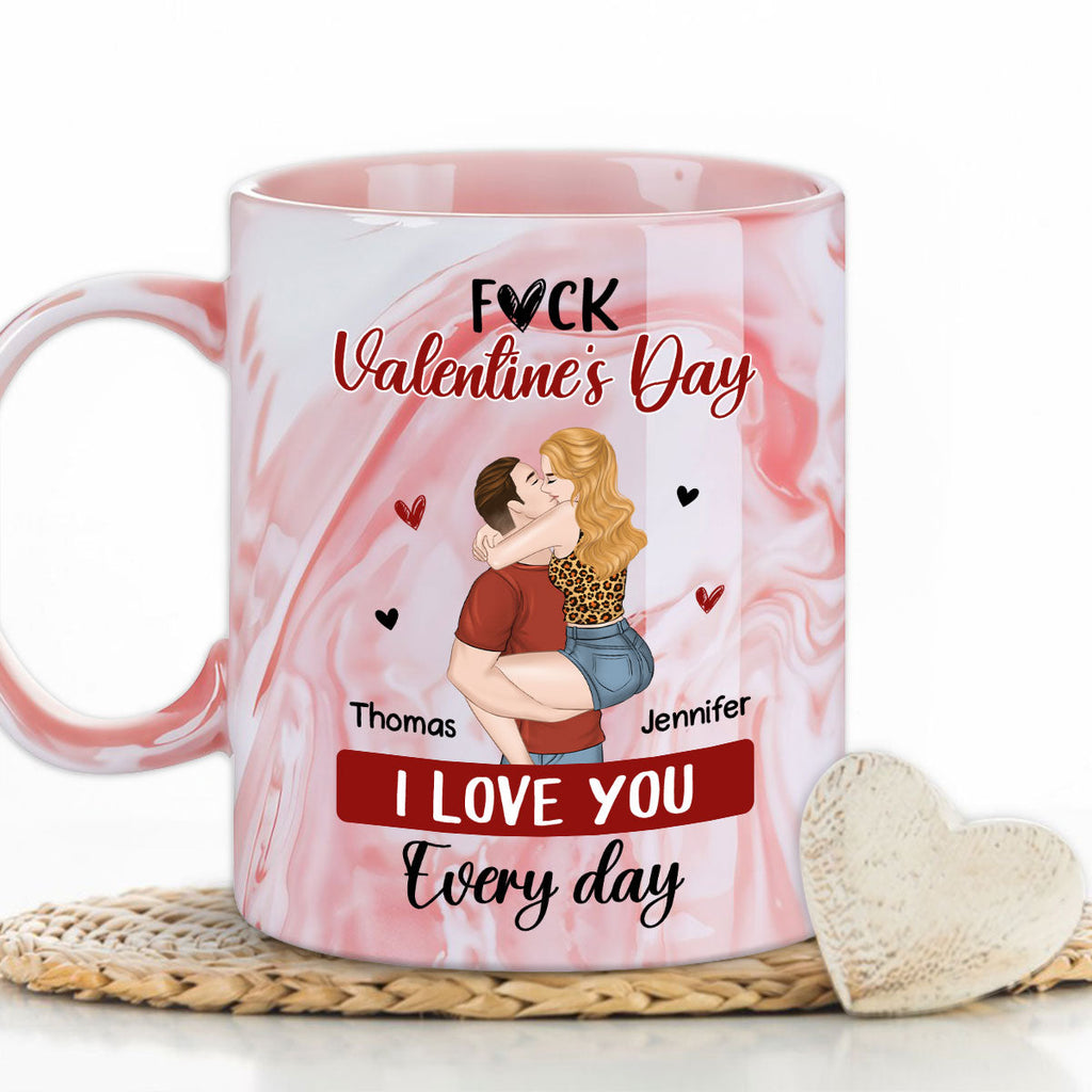 Custom Anniversary Keepsake Gifts For Couple • I Love You Every Day - Personalized Pink Marble Mug
