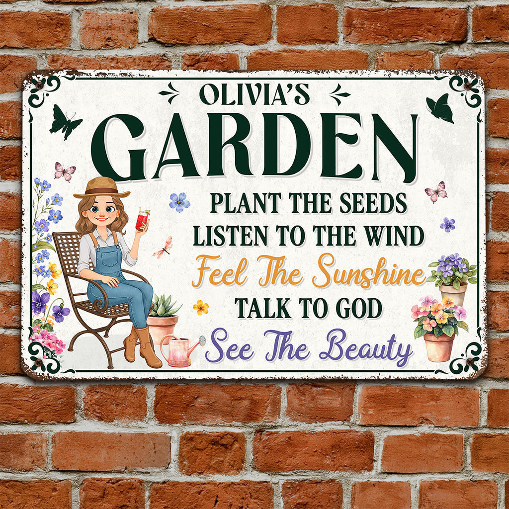 Custom Home Garden Sign, Outdoor Yard & Lawn Decor • Plant The Seeds Garden - Personalized Metal Sign