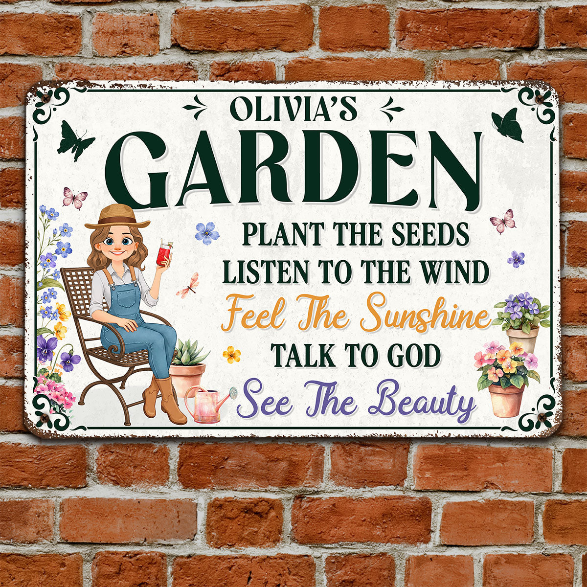 Custom Home Garden Sign, Outdoor Yard & Lawn Decor • Plant The Seeds Garden - Personalized Metal Sign