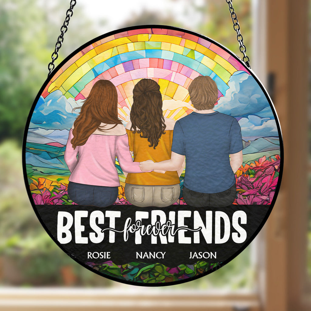 Custom Best Friend Hanging Decor, Friendship Birthday Gifts • My Team - Personalized Window Hanging Suncatcher