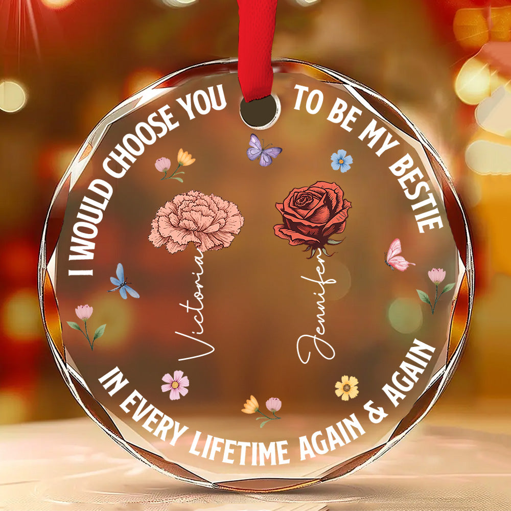 Custom Sister Christmas Ornament •  Choose You To Be My Sister - Personalized Glass Ornament