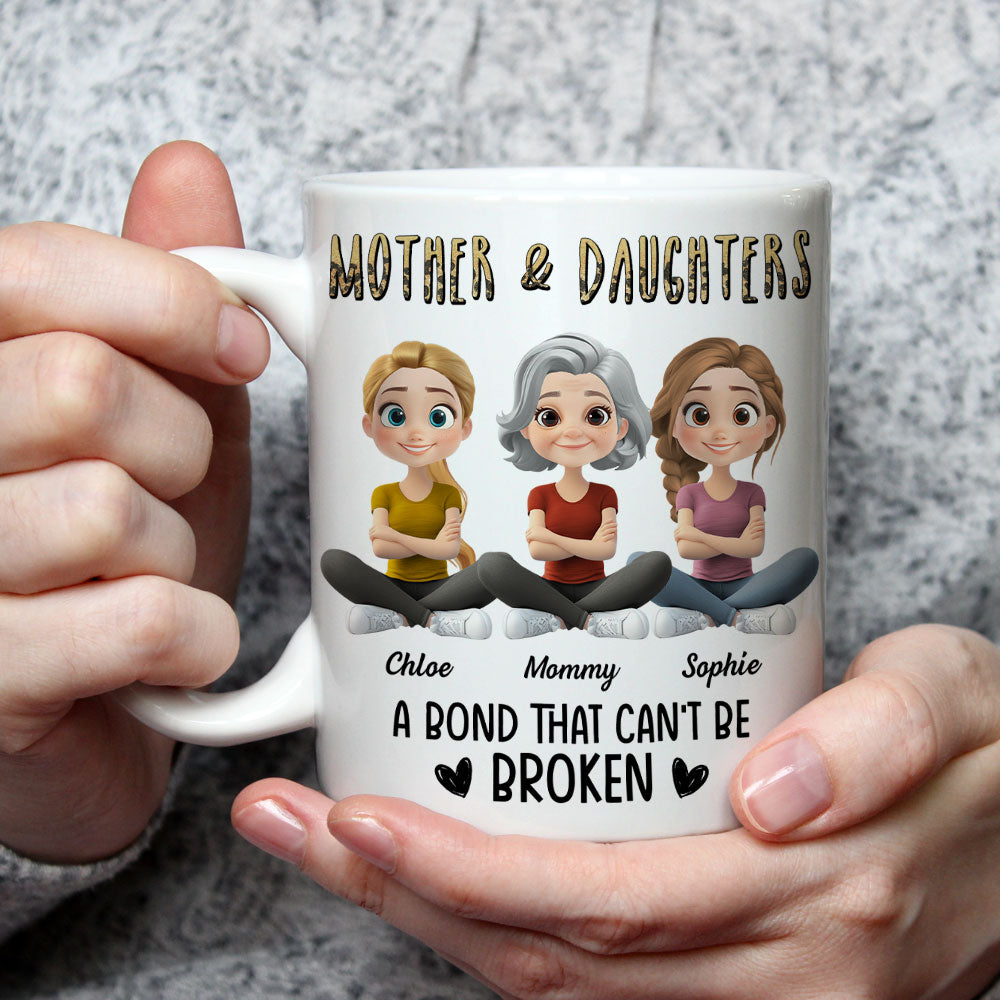 Custom Christmas & Birthday Gift for Daughter • A Bond That Can't Be Broken Cartoon - Personalized Coffee Mug
