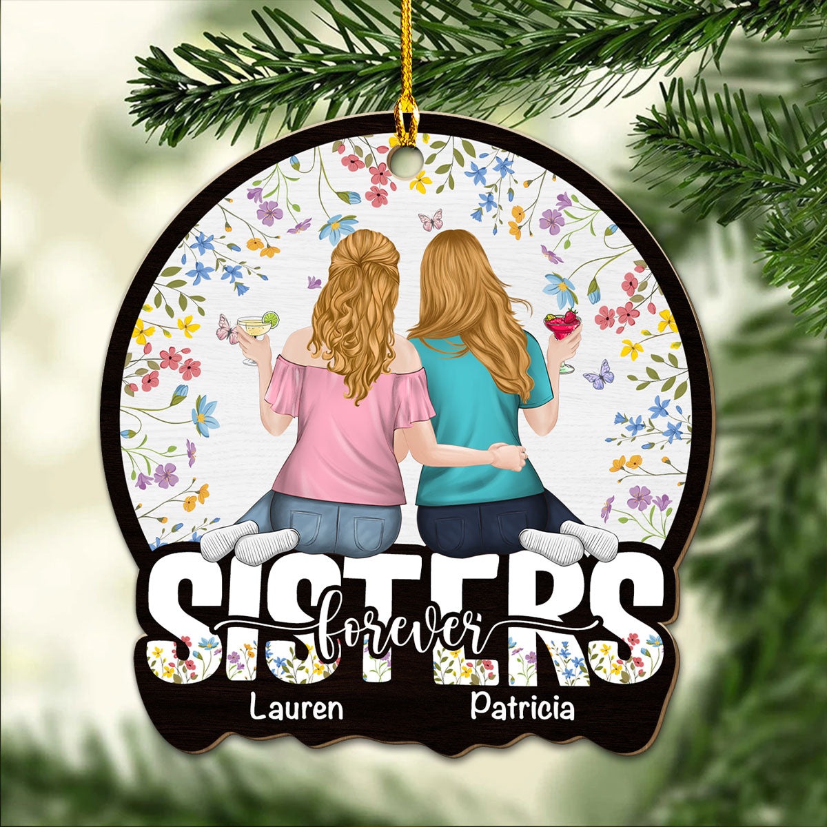 Custom Keepsake Christmas Ornament •  Bestie Colorful - Personalized Wood Ornament