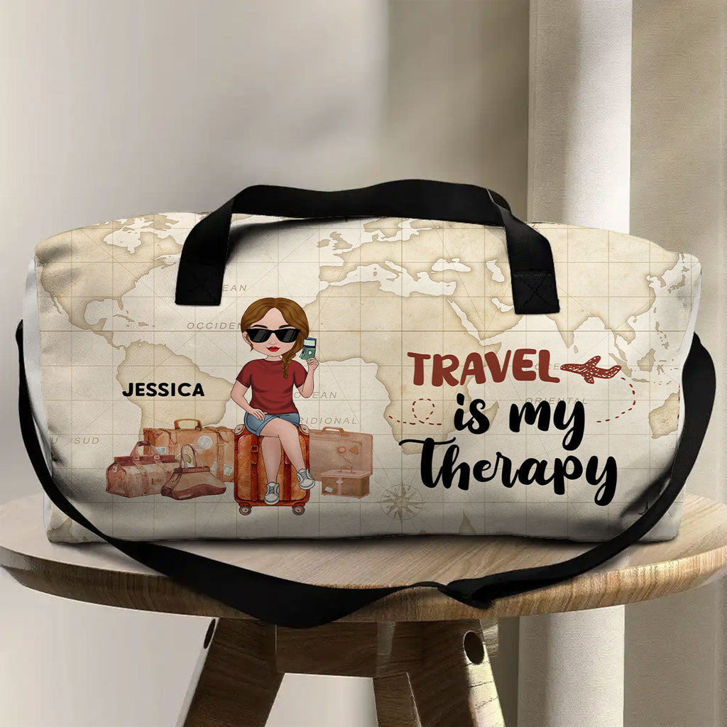 Travel Is My Therapy - Personalized Duffle Bag