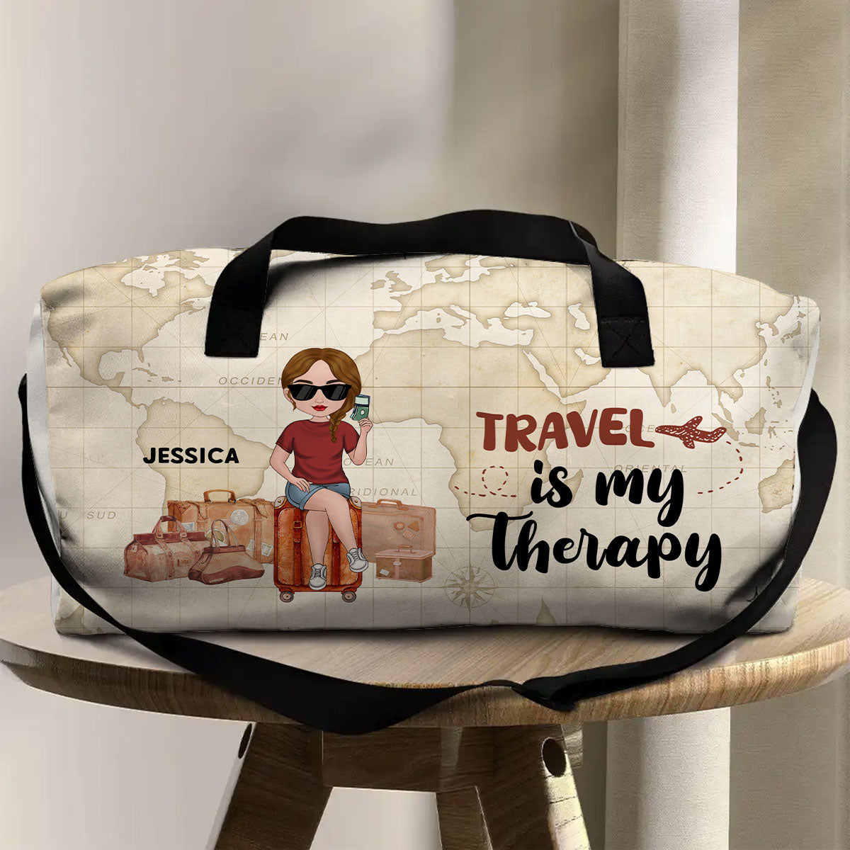 Travel Is My Therapy - Personalized Duffle Bag
