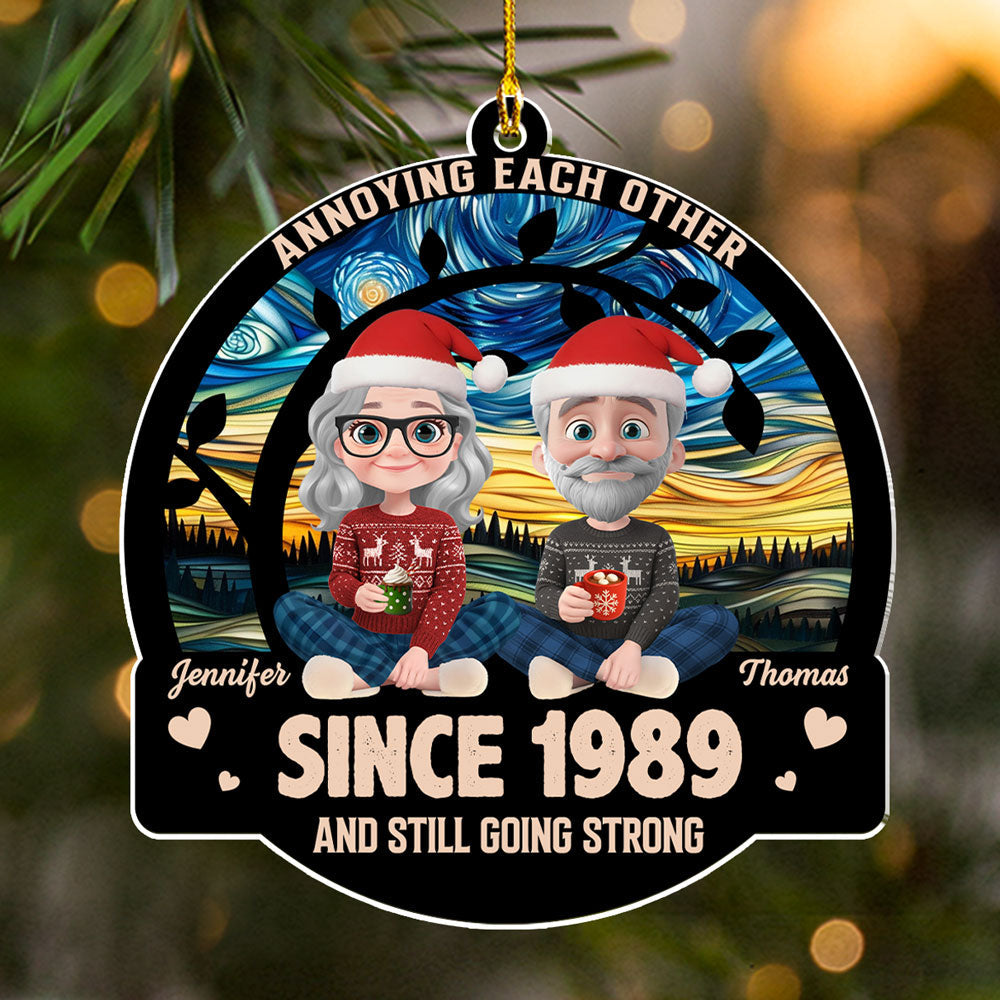 Custom Couple Christmas Ornament, Anniversary Gift •  Love You Forever - Personalized Acrylic Ornament