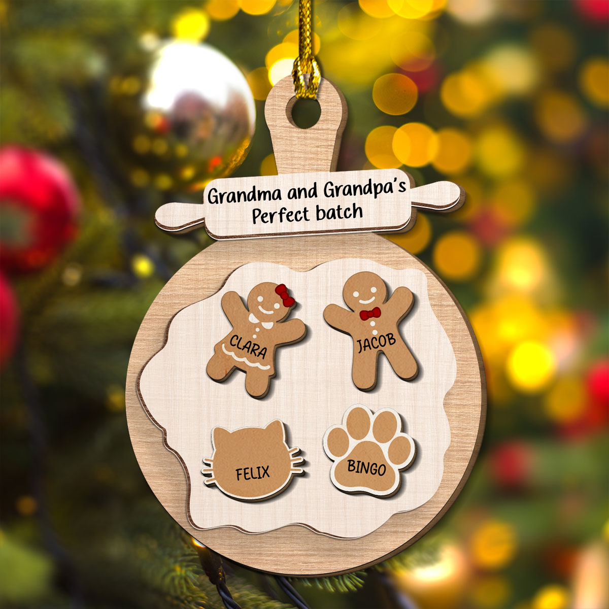 Custom Family Ornament, Christmas Gift for Family Members •  Perfect Batch Of Nana And Papa - Personalized Freeshape 2-Layered Wood Ornament
