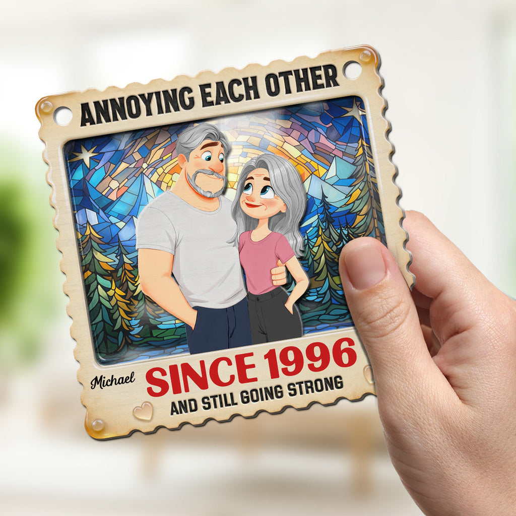 Custom Couple Hanging Decor, Anniversary Valentine's Day Gifts • Annoying Each Other - Personalized Suncatcher