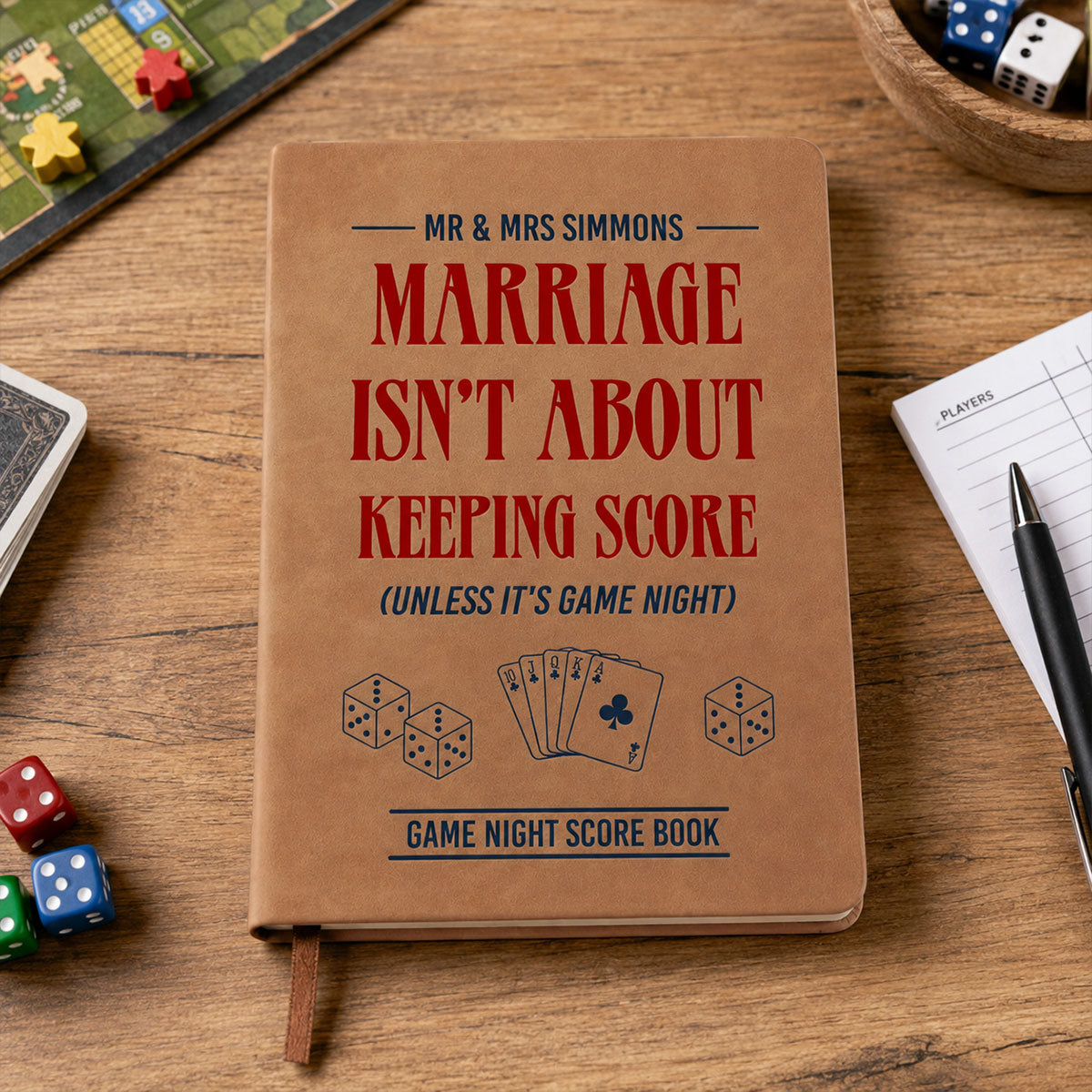 Custom Couple Game Night Score Book • Marriage Game Night - Personalized Leather Journal