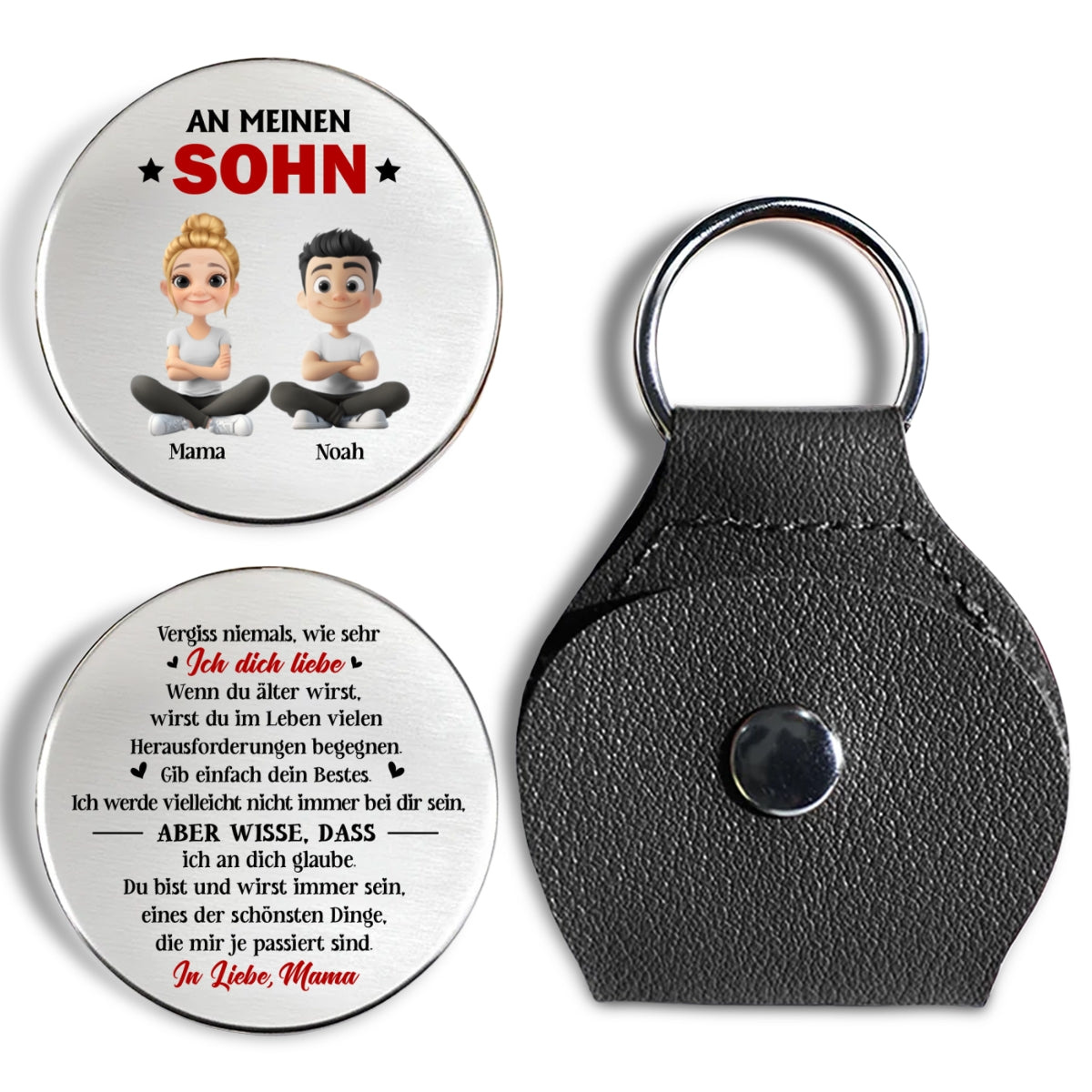 Custom Coin Keychain for Son, Father's Day Birthday Gifts • Gib Immer Dein Bestes Sohn - Personalisierte Pocket Umarmung