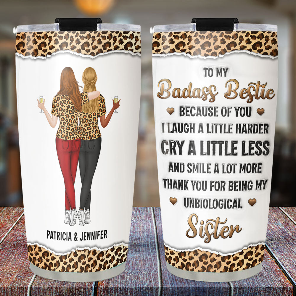 Custom Christmas Birthday Gifts For Best Friend • My Unbiological Sister - Personalized 3D Inflated Effect Tumbler