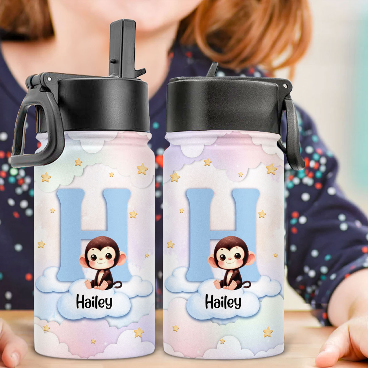 Cute Cartoon Rabbit - Personalized Kids Water Bottle