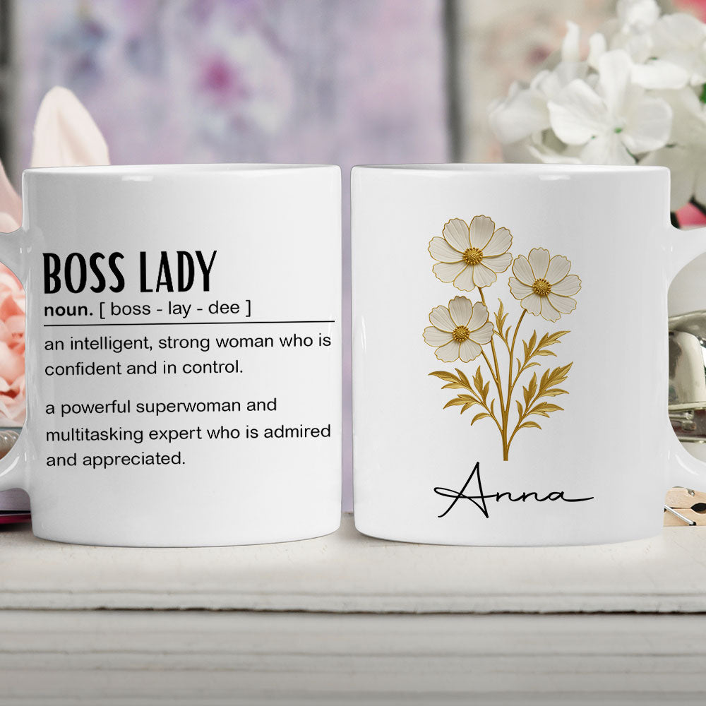 Custom Coworker, Christmas & Birthday Team Appreciation Gift • Boss Lady Definition - Personalized Coffee Mug