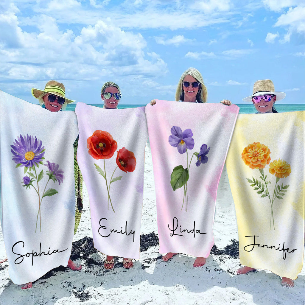 Beach Flower - Personalized Beach Towel