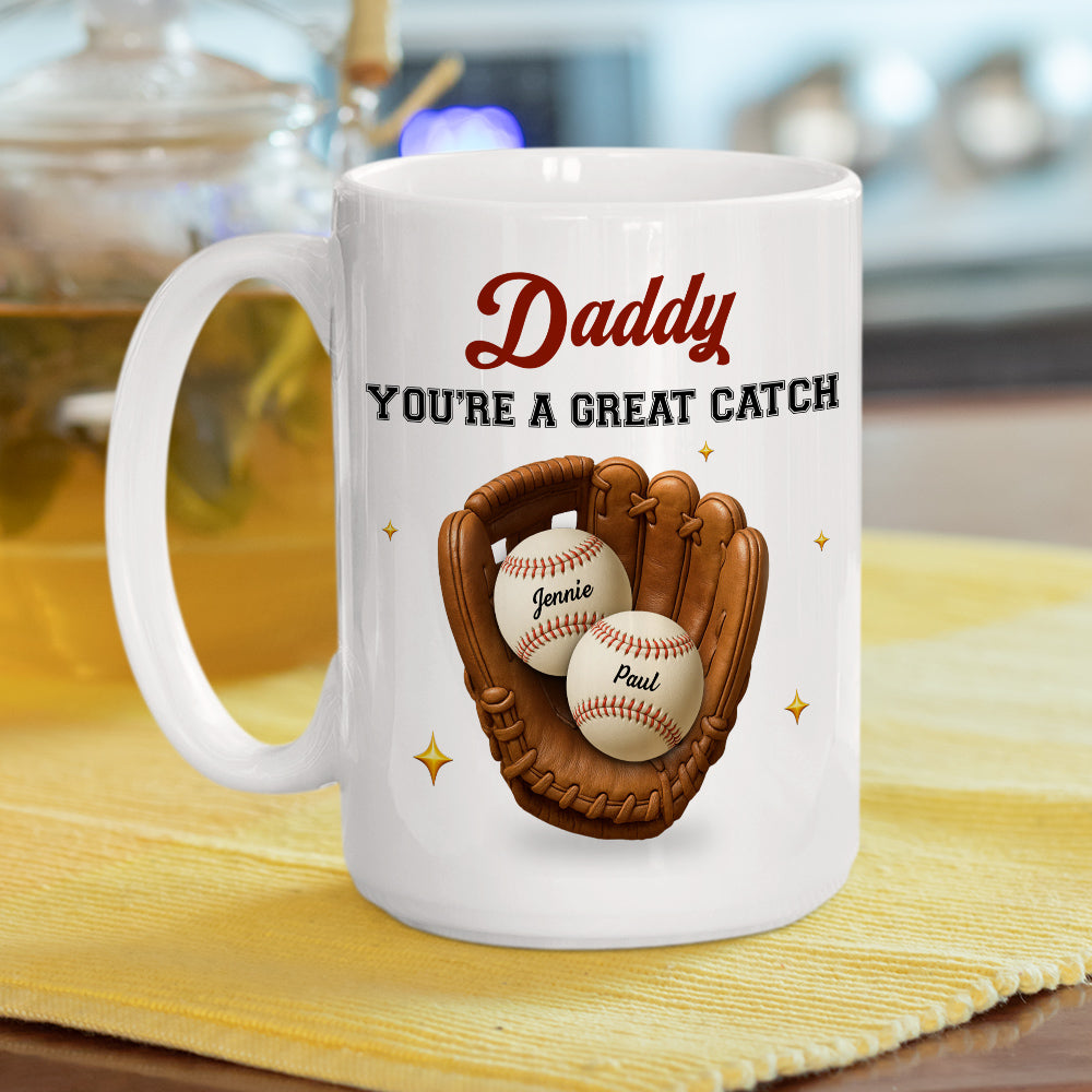 Custom Father's Day, Special Gift for Dad & Grandpa • Great Catch - Personalized Coffee Mug