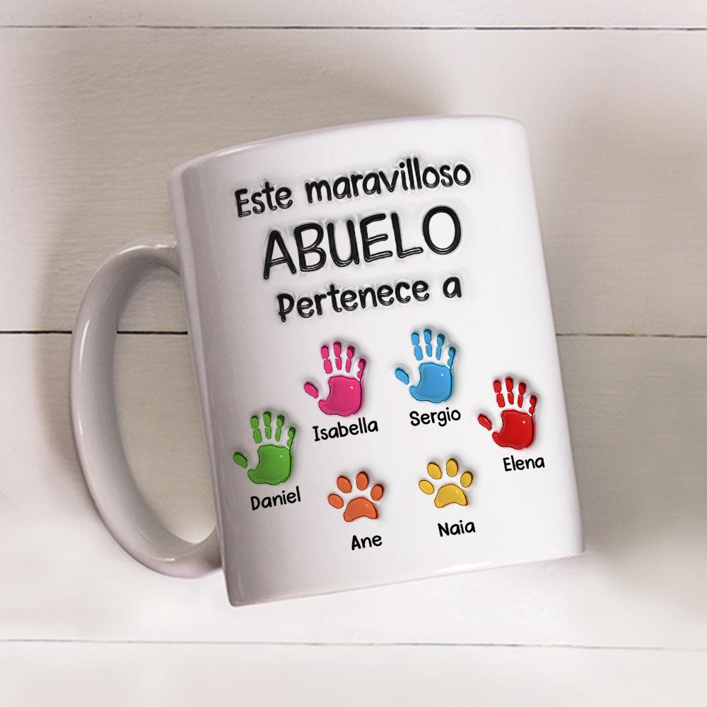 Custom Father's Day, Special Gift for Dad & Grandpa • Este Maravilloso Padre Abuelo Pertenece A - Taza Personalizada con Efecto 3D Inflado