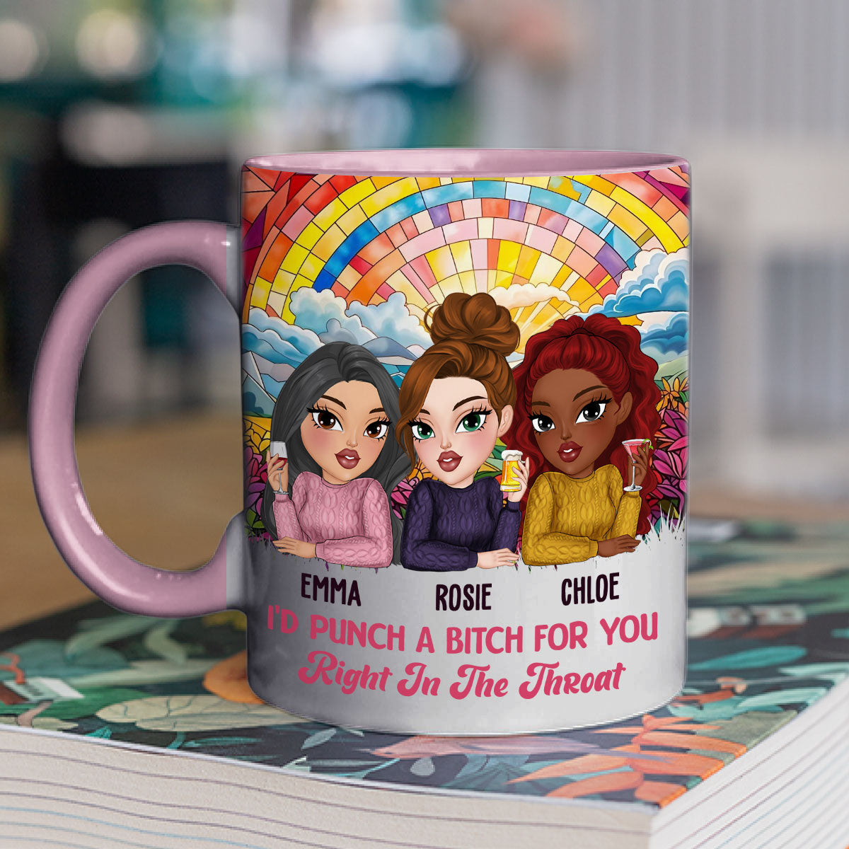 Custom Best Friend, Christmas & Birthday Friendship Keepsake Gift • Punch For You My Bestie - Personalized Accent Mug