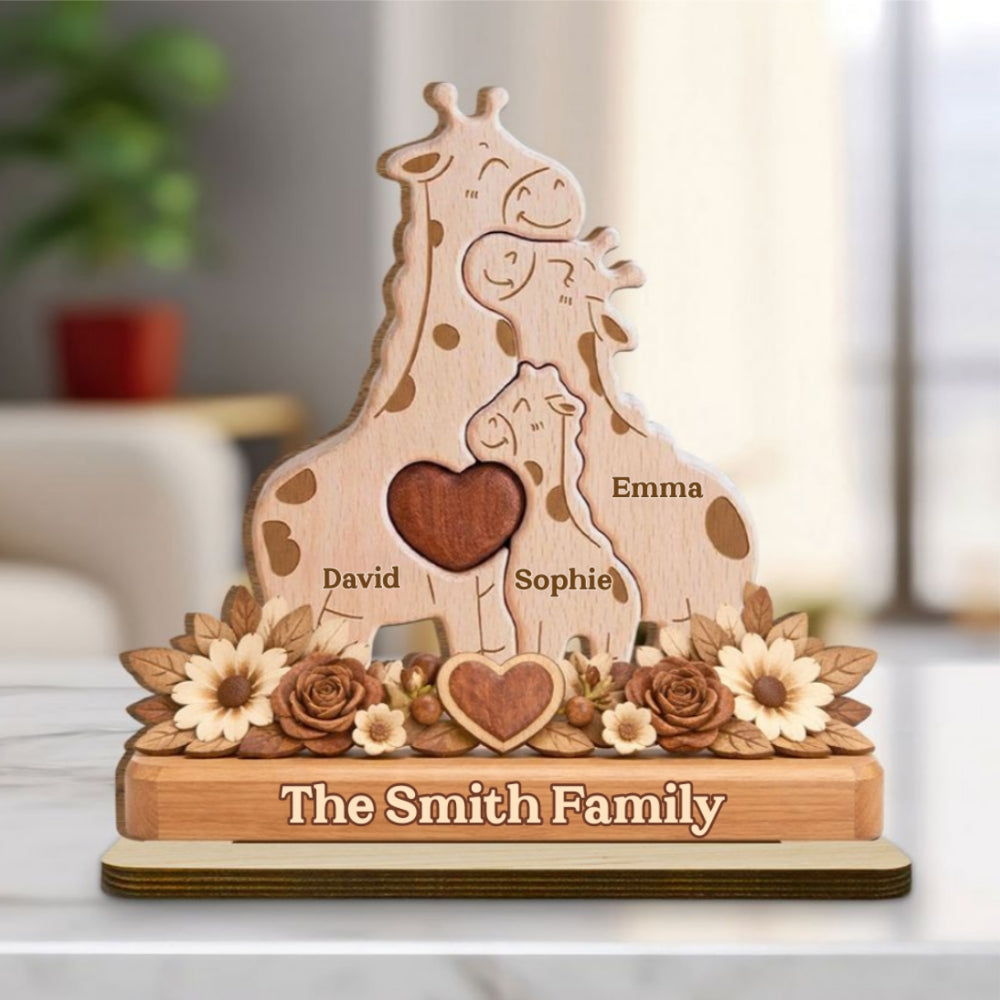 Custom Mother's Day Decor, Gift for Mom & Grandma • Warm Hug - Personalized 2-Layer Wood Plaque With Flat Base