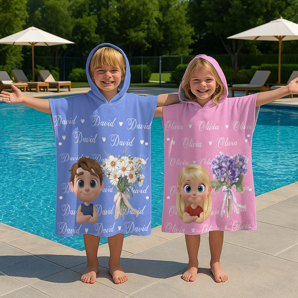 Birthmonth Flower - Personalized Hooded Beach Towel