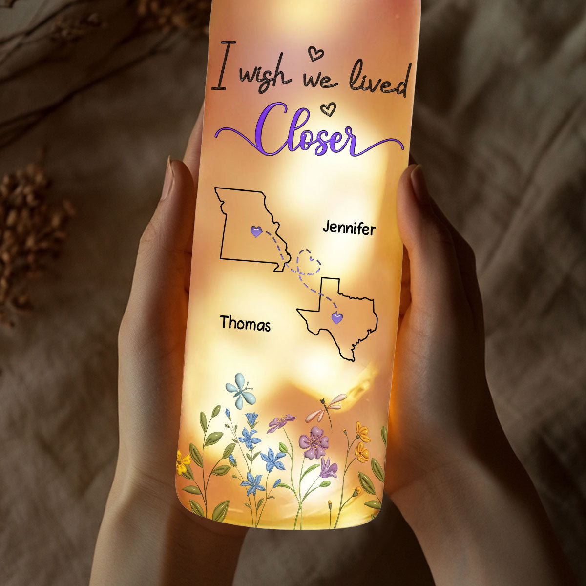 I Wish We Lived Closer - Personalized Bottle Lamp