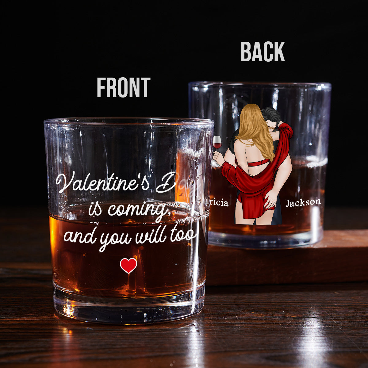 Custom Christmas Anniversary Birthday Drinkware Gifts for Couple • Valentines Day Is Coming - Personalized Whiskey Glass