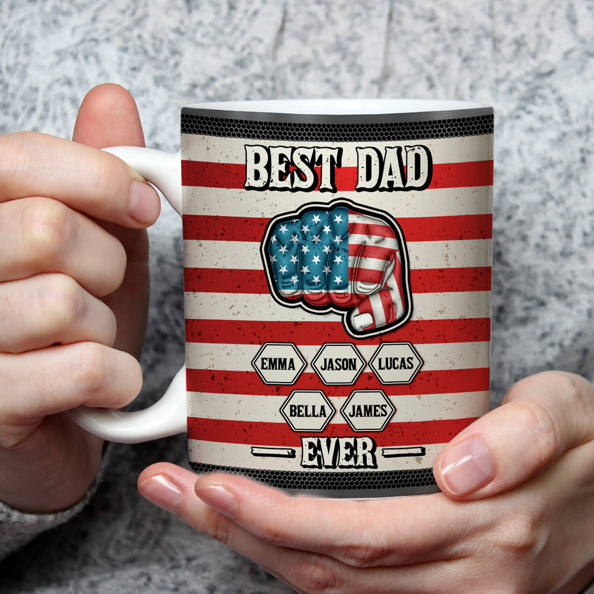 Custom Father's Day, Special Gift for Dad & Grandpa • Strongest Dad - Personalized 3D Inflated Effect Mug