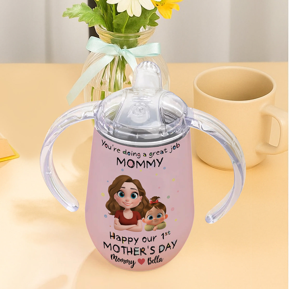 You're Doing A Great Job - Personalized Sippy Cup With Handles