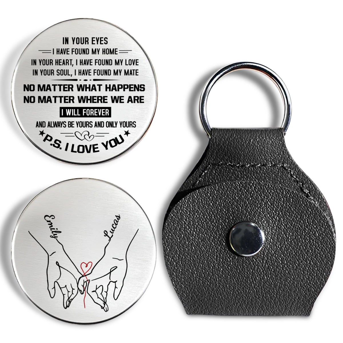 Custom Coin Keychain for Wife, Couple Anniversary Valentine's Day Gifts • I Have Found My Love - Personalized Pocket Hug
