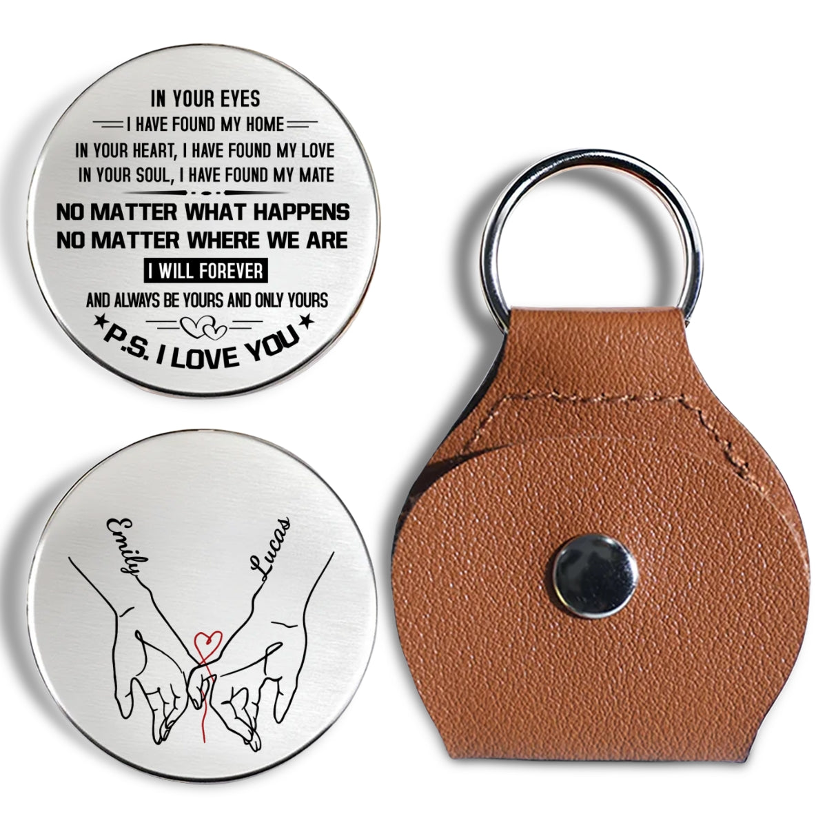 Custom Coin Keychain for Wife, Couple Anniversary Valentine's Day Gifts • I Have Found My Love - Personalized Pocket Hug