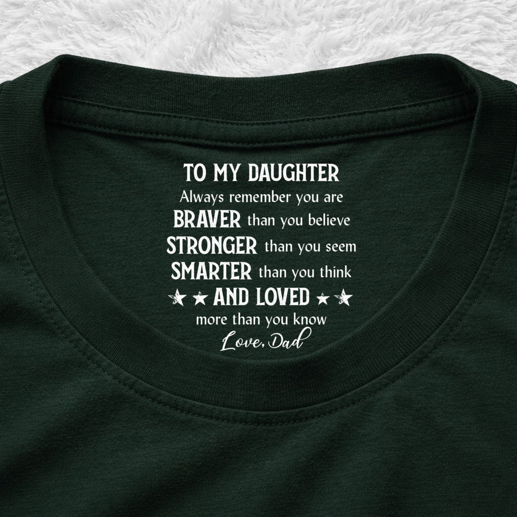 Custom Christmas & Birthday Gift for Son • Braver Than You Think - Personalized Inside Neck Print T-shirt