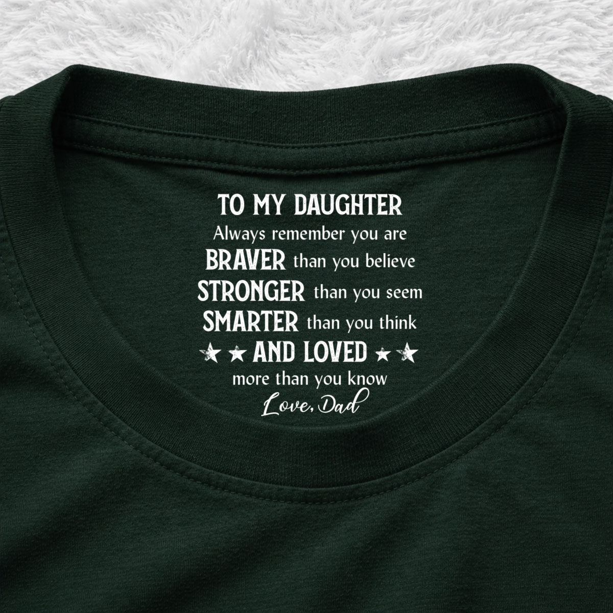 Custom Christmas & Birthday Gift for Son • Braver Than You Think - Personalized Inside Neck Print T-shirt