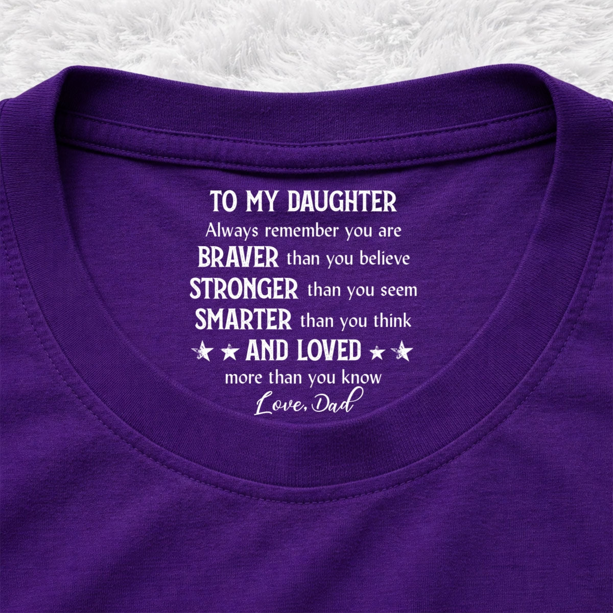 Custom Christmas & Birthday Gift for Son • Braver Than You Think - Personalized Inside Neck Print T-shirt