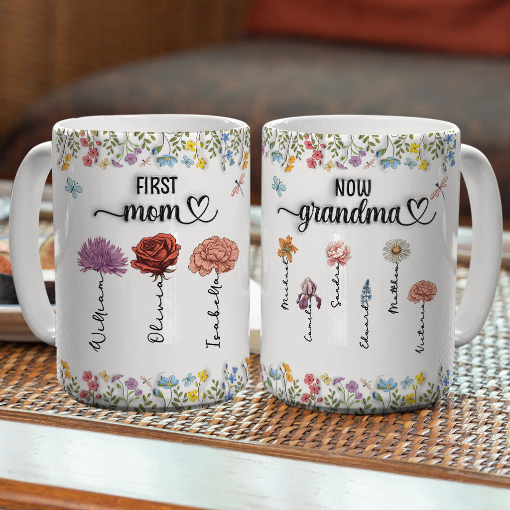 Custom Christmas & Birthday Gift for Mom • First Mom Now Nana - Personalized 3D Inflated Effect Coffee Mug