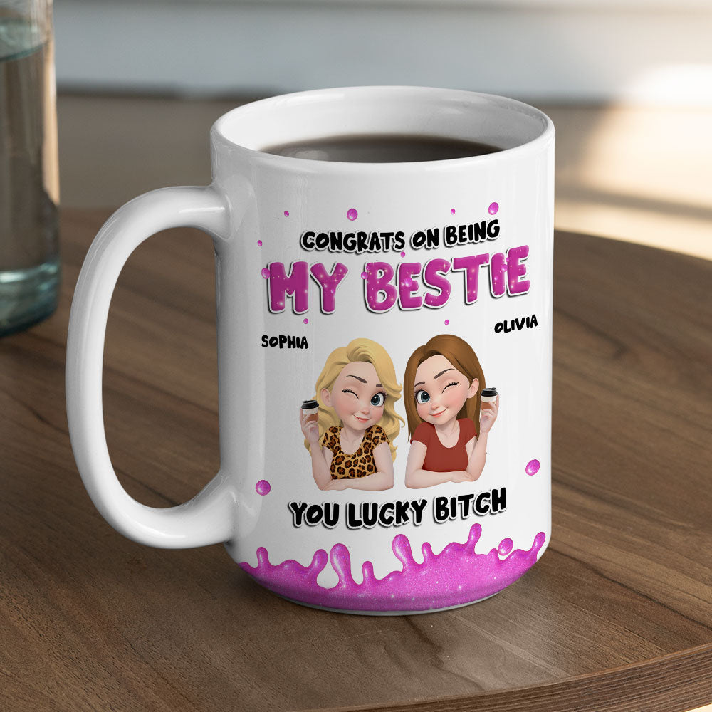 Custom Best Friend, Christmas & Birthday Friendship Keepsake Gift • Congrats My Bestie - Personalized Coffee Mug