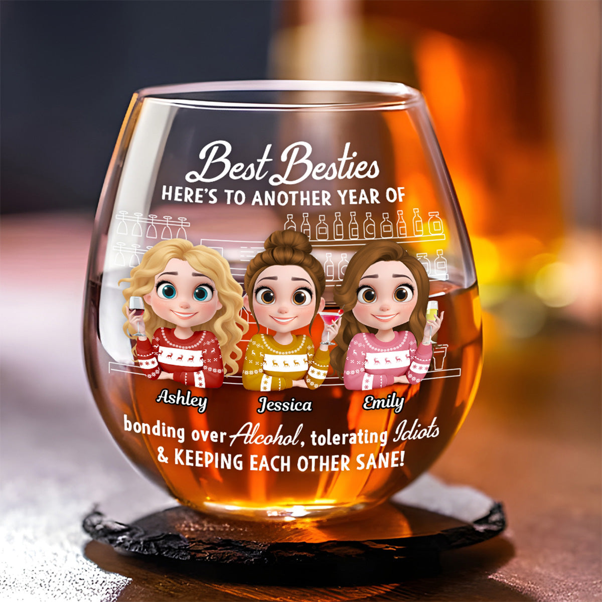 Together Through Every Little Thing - Personalized Wine Glass